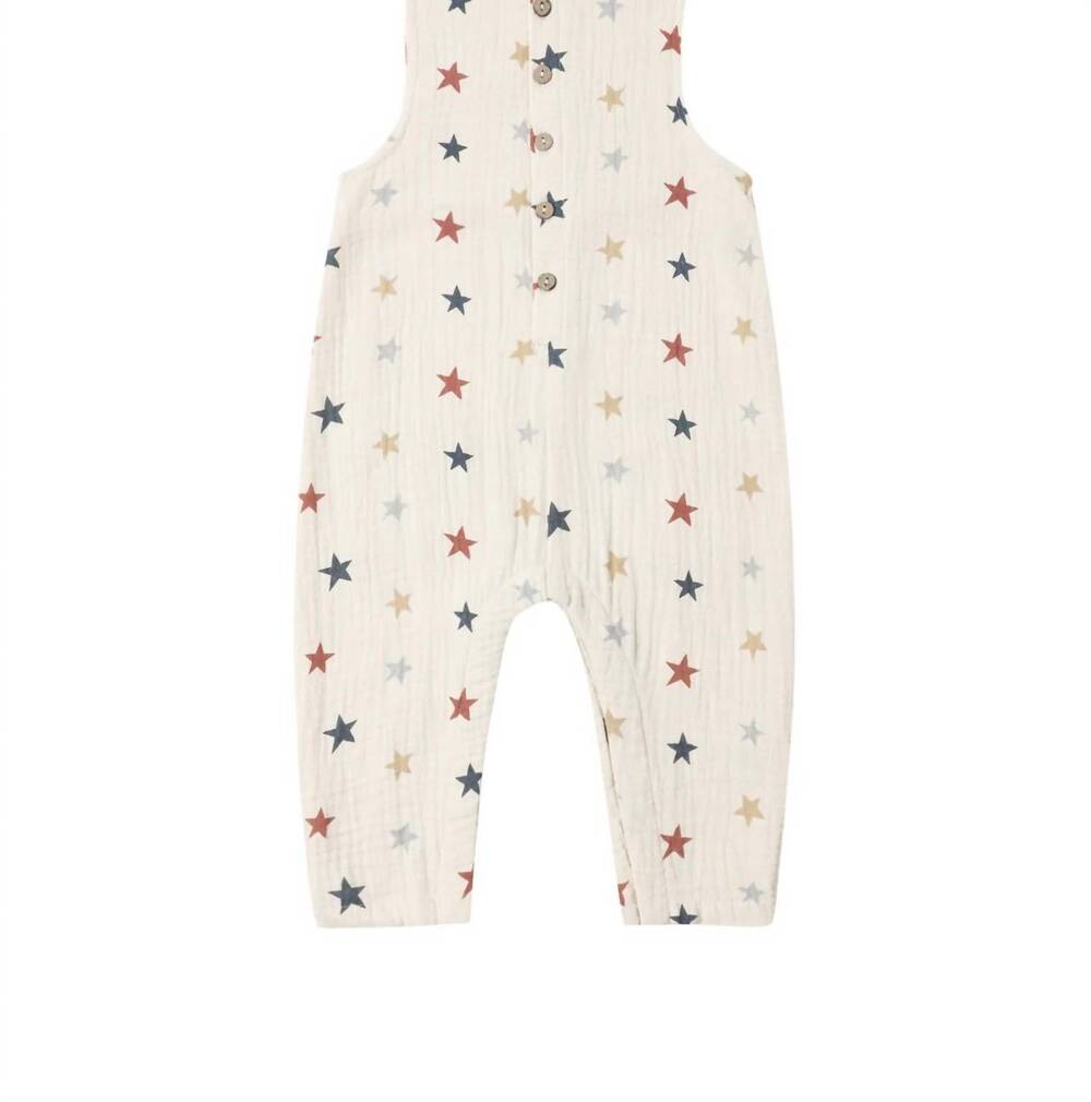 NEW RYLEE + CRU kid's button jumpsuit in natural / stars